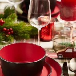 Best deal ⭐ Stone Lain Albie Stoneware Dinnerware Set - Red And Black ⌛ -Cheap Stonelain Store StoneLain xmas 18004