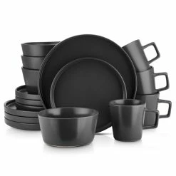 Coupon 🎁 Stone Lain Celina Stoneware Dinnerware Set - Black Matte 🧨