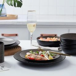 Coupon 🎉 Stone Lain Daisy Stoneware Dinnerware Set - Brown And Black 🎁 -Cheap Stonelain Store aqlmnbpnfifodltdvjkh