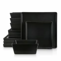 Discount 🌟 Stone Lain Grace Stoneware Dinnerware Set - Black Matte ⌛