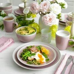 Discount 🔥 Stone Lain Serenity Stoneware Dinnerware Set - Pink And Cream 🧨 -Cheap Stonelain Store bbxodf7havew88xn1gyk
