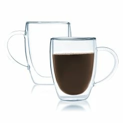 Coupon โ๏ธ Stone Lain Bistro Double Wall Glass with Handle, Dishwasher Safe, 12oz. Set of 4 โ