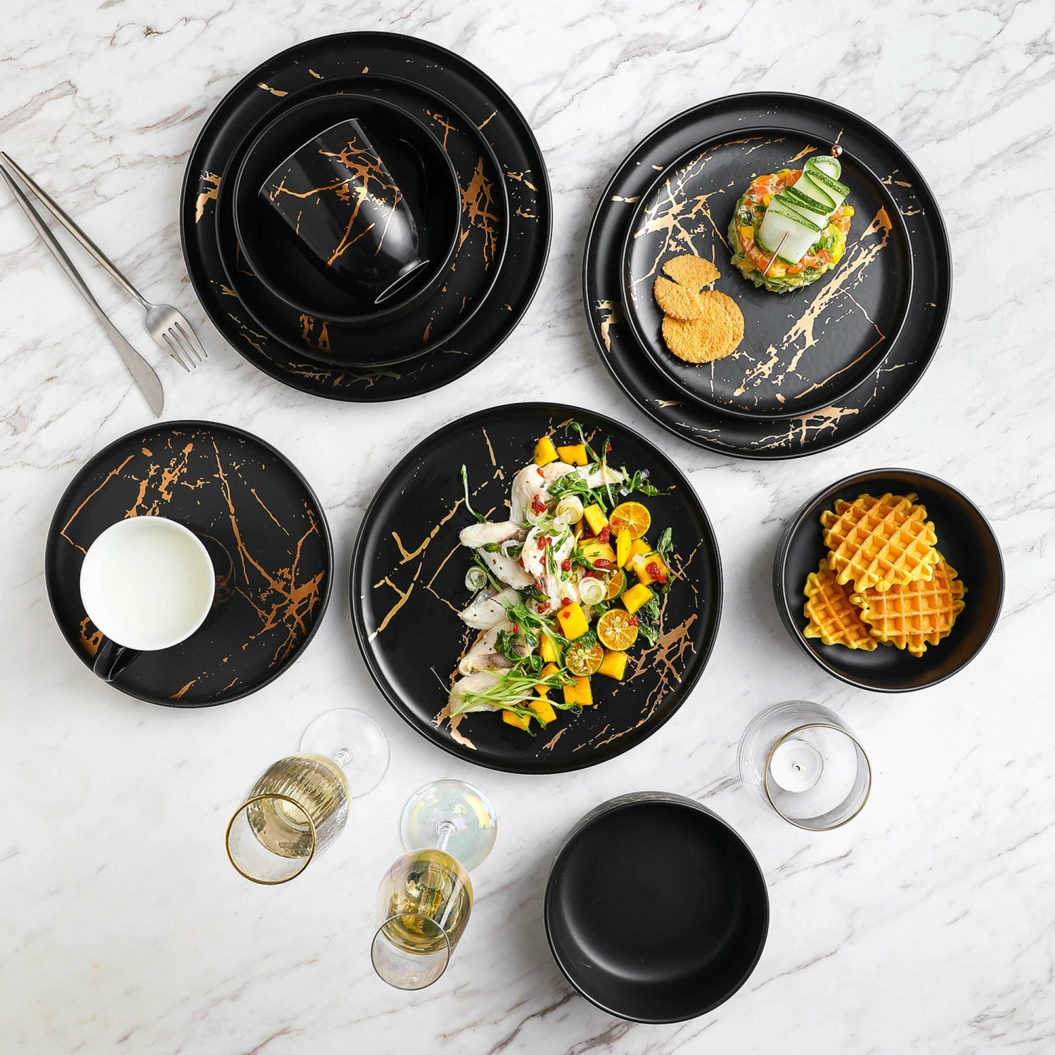 New ๐ Stone Lain Zora Porcelain Dinnerware Set - Black ๐ 2 New ๐ Stone Lain Zora Porcelain Dinnerware Set - Black ๐ - Image 2