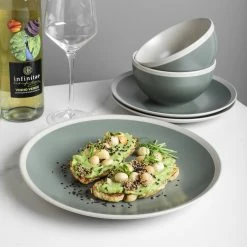 Flash Sale 🎉 Stone Lain Serenity Stoneware Dinnerware Set - Green And Cream 💯 -Cheap Stonelain Store hp4hfu8vkx3osjnbiiu1