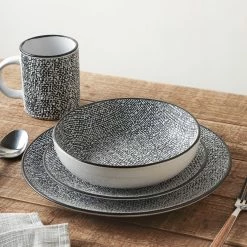 Brand new ⌛ Stone Lain Sophie Stoneware Dinnerware Set - White And Black ⌛ -Cheap Stonelain Store hs6gwbtnuumscokxuwkr