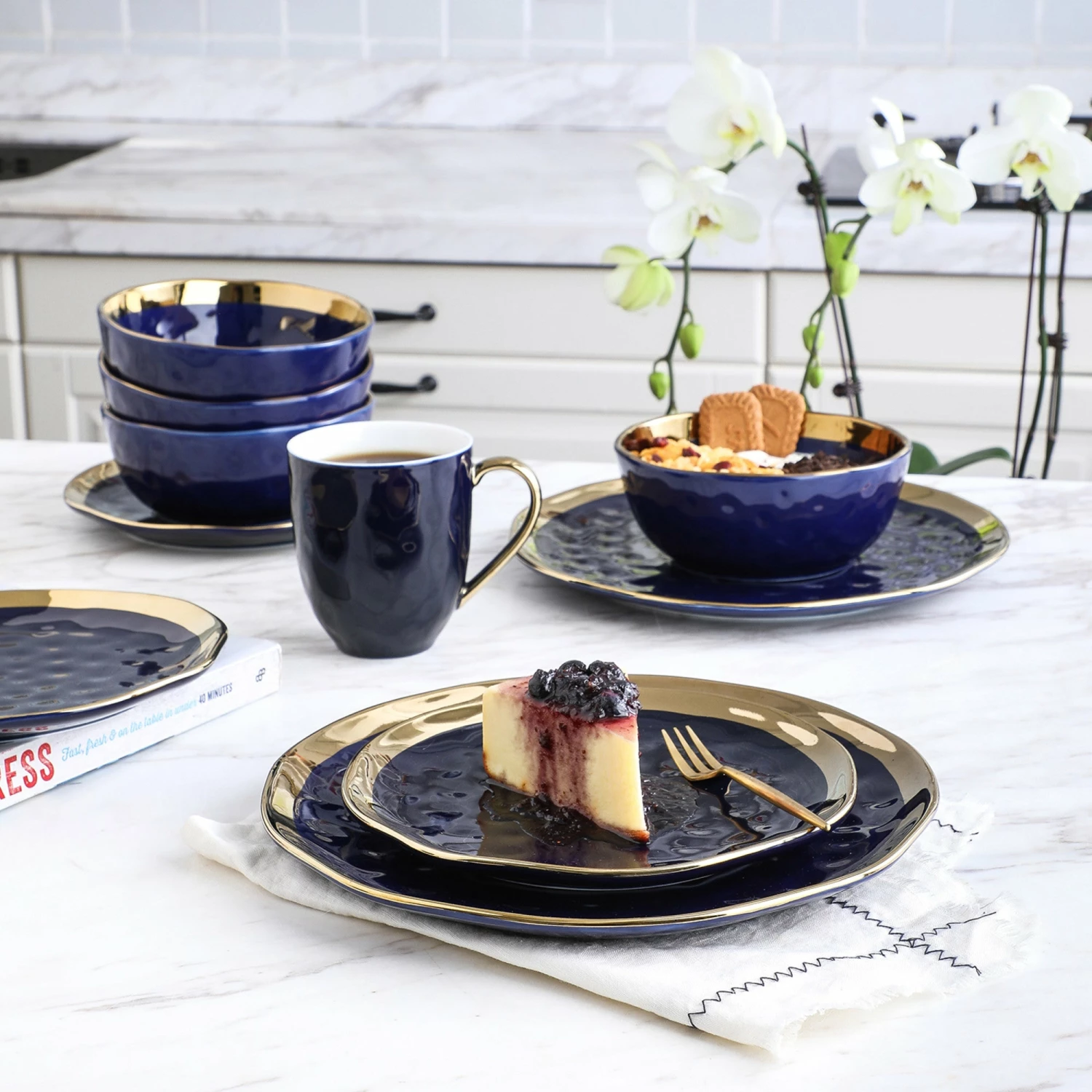 Buy ✔️ Stone Lain Florian Porcelain Dinnerware Set - Navy Blue 🥰 3 Buy ✔️ Stone Lain Florian Porcelain Dinnerware Set - Navy Blue 🥰 - Image 3