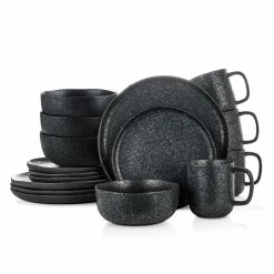 Discount ✨ Stone Lain Tom Stoneware Dinnerware Set - Black And White Reflection 😍