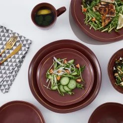Hot Sale 🌟 Stone Lain Clara Porcelain Dinnerware Set - Burgundy 🧨 -Cheap Stonelain Store kyii7f6xp9wvt6jhxwoz bb0d87fe 5f1b 471f 9663 b0ab000334b7