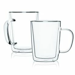 Best deal ⌛ Stone Lain Set of 4 Double Wall Glass Mugs, Coffee Mugs, Tall Cups With Handle 🔔