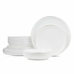 Deals 👏 Stone Lain Gabrielle Bone China Dinnerware Set - White And Platinum 🔥