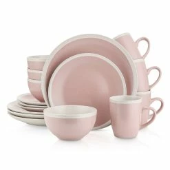 Discount 🔥 Stone Lain Serenity Stoneware Dinnerware Set - Pink And Cream 🧨