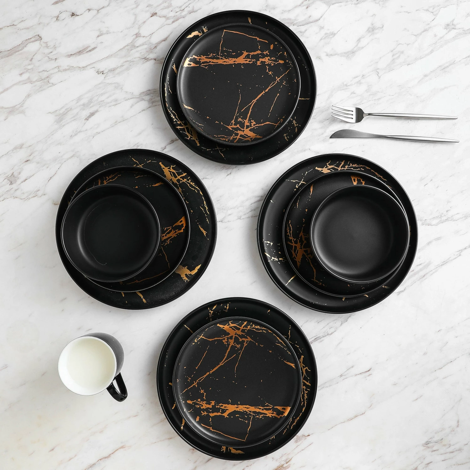 New ๐ Stone Lain Zora Porcelain Dinnerware Set - Black ๐ 5 New ๐ Stone Lain Zora Porcelain Dinnerware Set - Black ๐ - Image 5