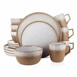 Brand new ✔️ Stone Lain Vince Stoneware Dinnerware Set - Brown 🔥