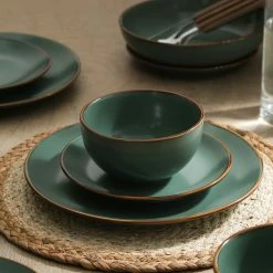 Discount 🔥 Stone Lain Dean Stoneware Dinnerware Set - Green 🛒 -Cheap Stonelain Store qjwinuompvormkdrhqri
