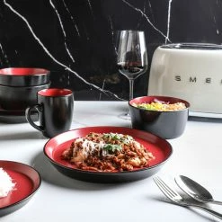 Best deal ⭐ Stone Lain Albie Stoneware Dinnerware Set - Red And Black ⌛ -Cheap Stonelain Store rtcrrrrblyjinpvejbrq