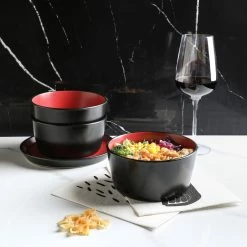 Best deal ⭐ Stone Lain Albie Stoneware Dinnerware Set - Red And Black ⌛ -Cheap Stonelain Store skrtcwezdmxtb7rtglge