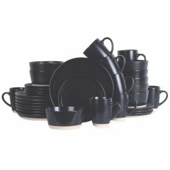 Hot Sale 🤩 Stone Lain Jules Stoneware Dinnerware Set - Black 🤩 -Cheap Stonelain Store tituqmruvortisweaxkf