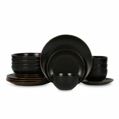 Deals 🌟 Stone Lain Dean Stoneware Dinnerware Set - Black 🎉