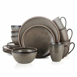 Promo 💯 Stone Lain Tina Stoneware Dinnerware Set - Green And Beige 👏