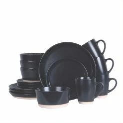 Hot Sale 🤩 Stone Lain Jules Stoneware Dinnerware Set - Black 🤩