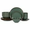 Discount 🔥 Stone Lain Dean Stoneware Dinnerware Set - Green 🛒