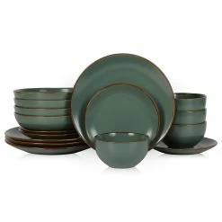 Discount 🔥 Stone Lain Dean Stoneware Dinnerware Set - Green 🛒