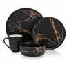 New 👍 Stone Lain Zora Porcelain Dinnerware Set - Black 🎁
