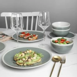 Flash Sale 🎉 Stone Lain Serenity Stoneware Dinnerware Set - Green And Cream 💯 -Cheap Stonelain Store zjpdtetrls8ejvkvpi1x