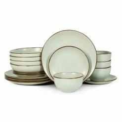 Flash Sale 🔥 Stone Lain Dean Stoneware Dinnerware Set - Light Green 🌟